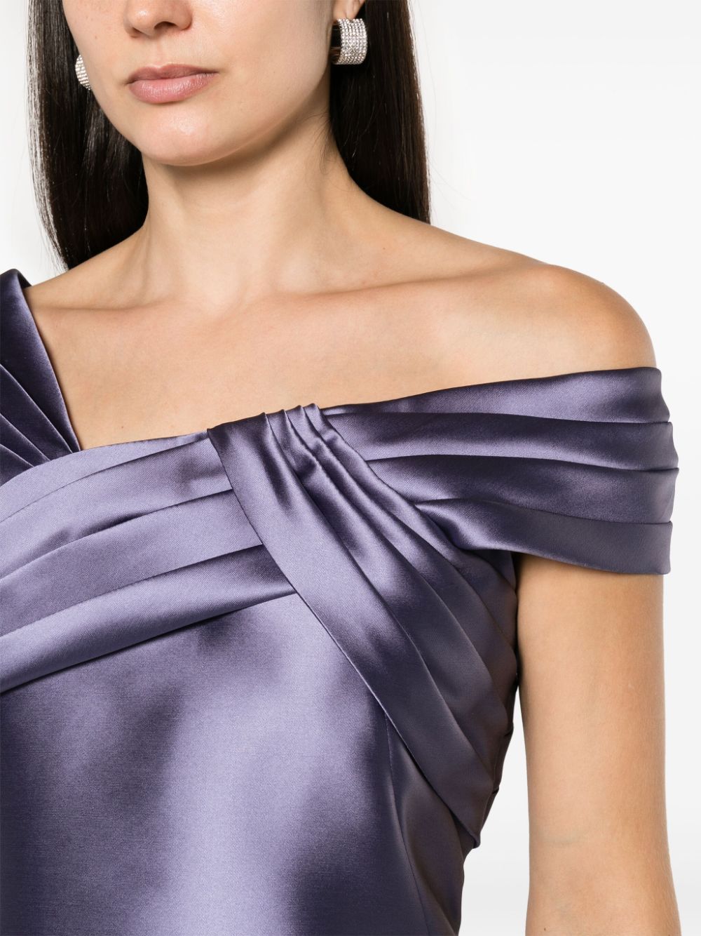 Shop Alberta Ferretti Draped Mikado Minidress In Purple