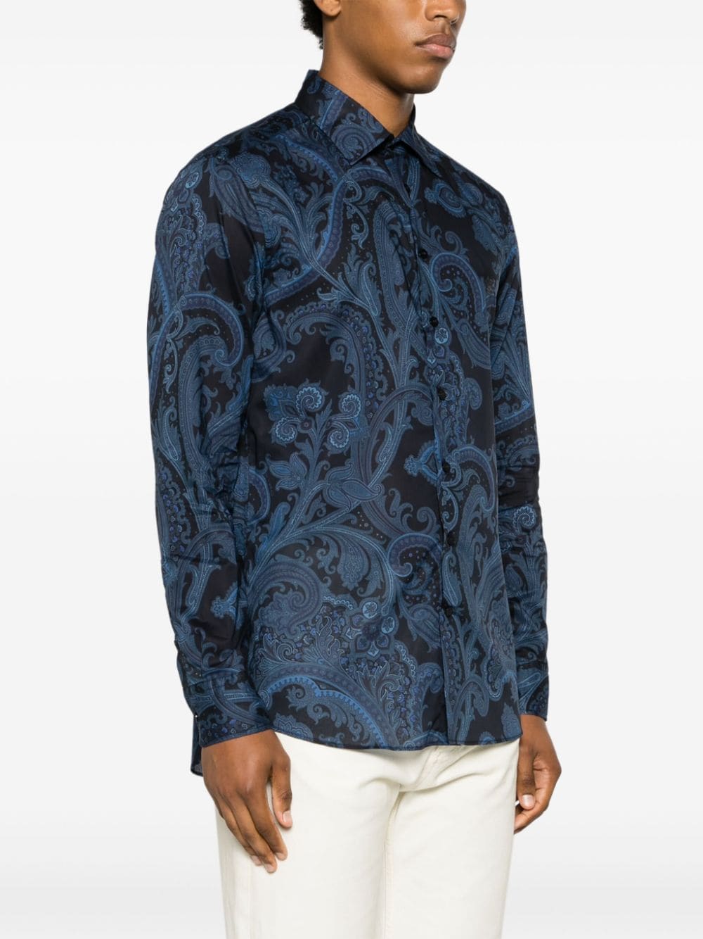 ETRO Katoenen overhemd met paisley-print Blauw