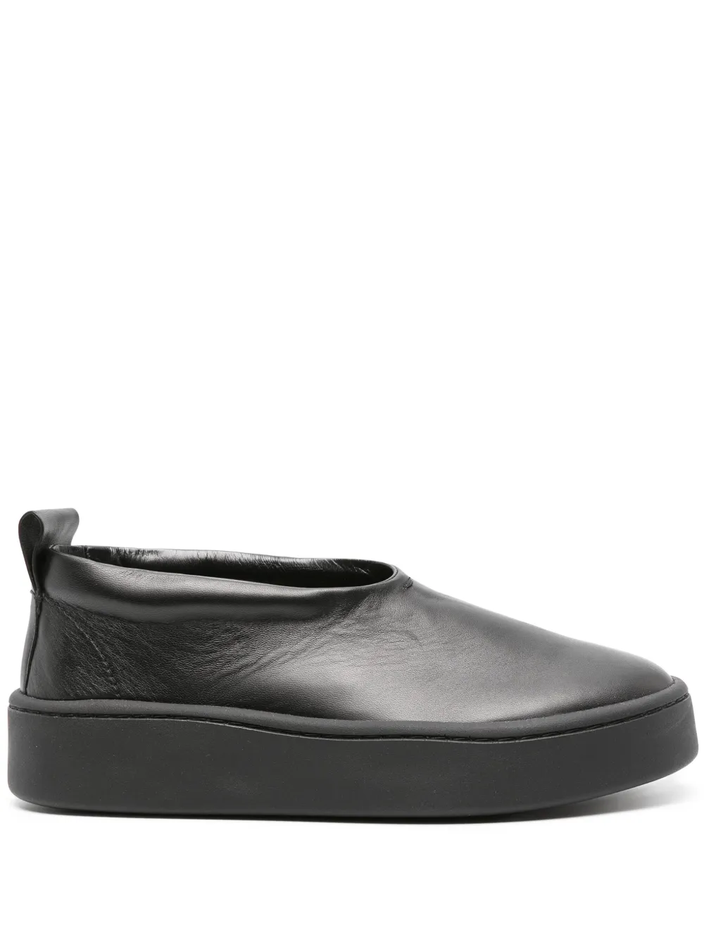 Jil Sander Round-toe Slip-on Leather Loafers In Black