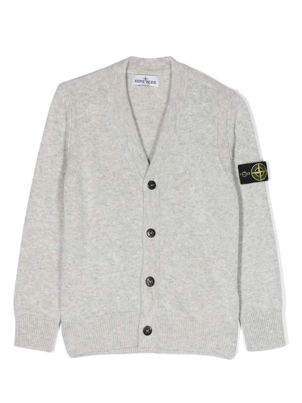 Stone Island Junior Compass-badge V-neck cardigan | Grey | Image 1