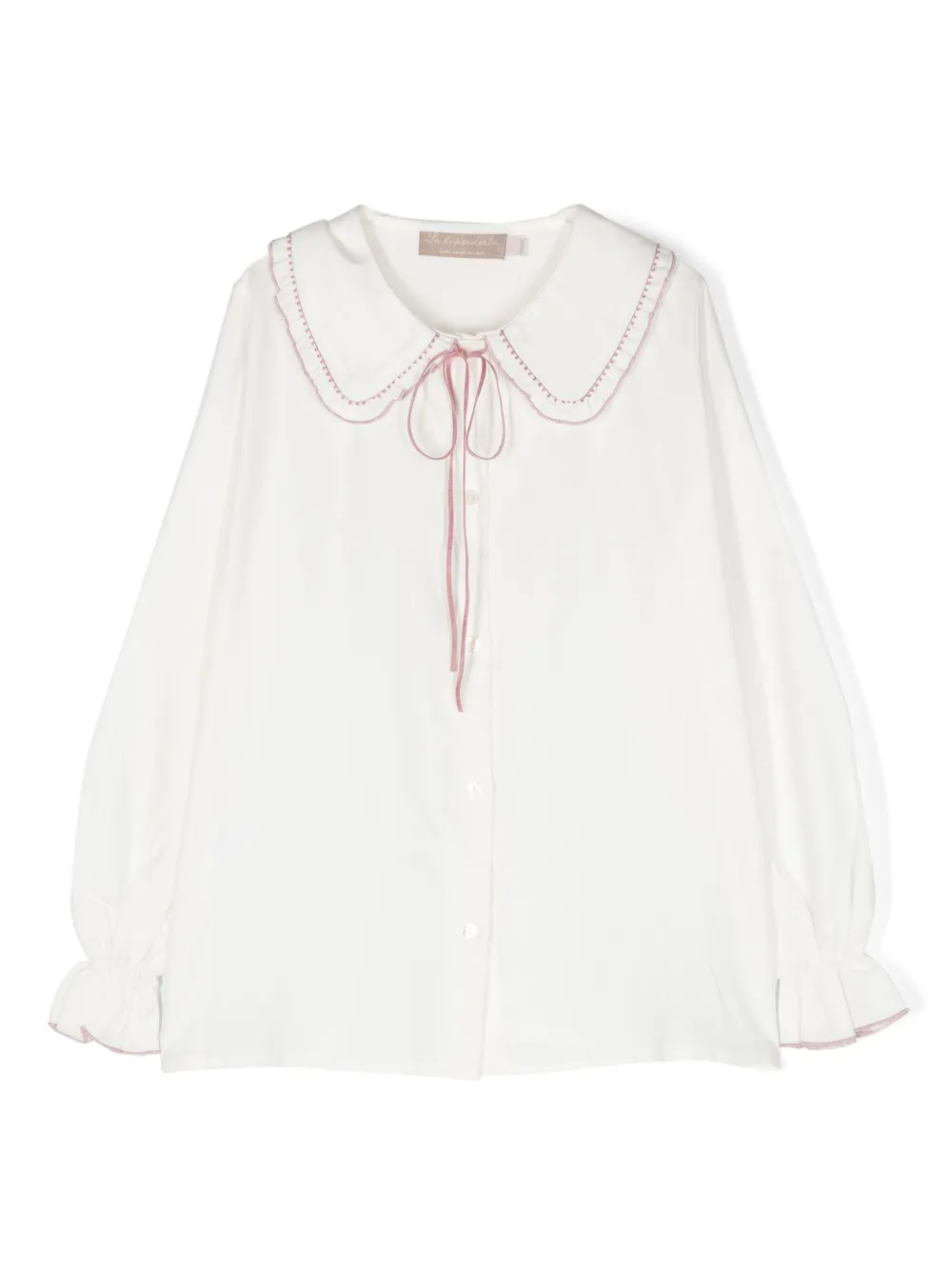 La Stupenderia Shirt van katoenblend met ruches Wit
