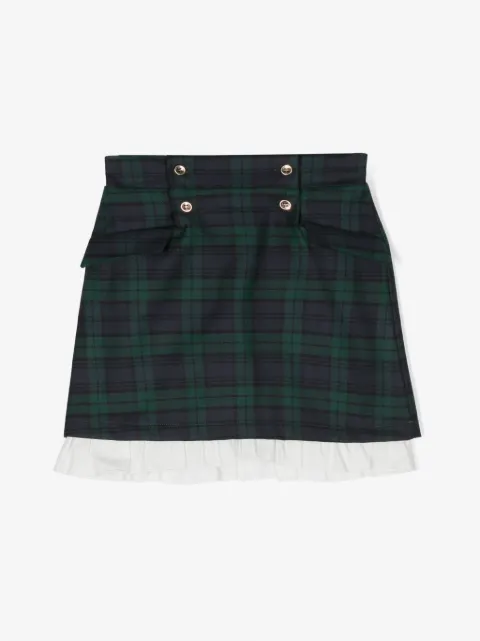 La Stupenderia check-pattern cotton skirt 