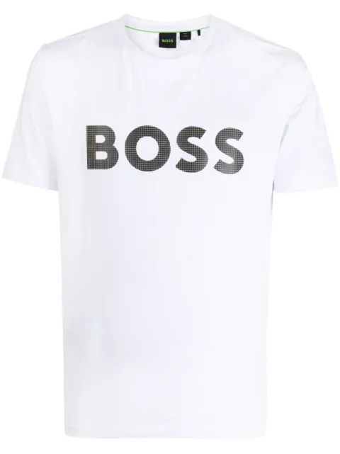 BOSS playera con cuello redondo y logo estampado