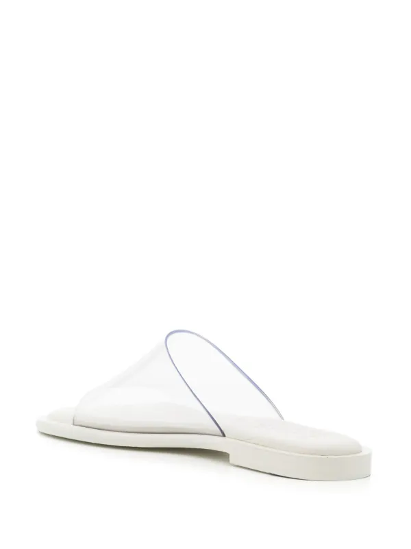 サンダル・ミュール LOEWE White Leather Petal Thong Mules LOEWE Petal transparent-strap Sandals | White | FARFETCH