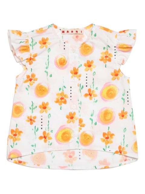 Marni Kids floral-print cotton blouse