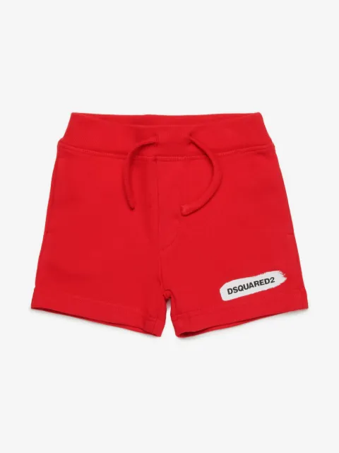 DSQUARED2 KIDS logo-print fleece cotton shorts