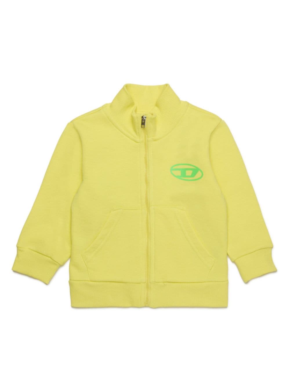 Diesel Babies' Logo-print Cotton Zipped Sweatshirt In Yellow