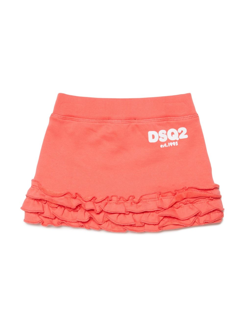 Shop Dsquared2 Logo-print Ruffle-hem Skirt In Orange