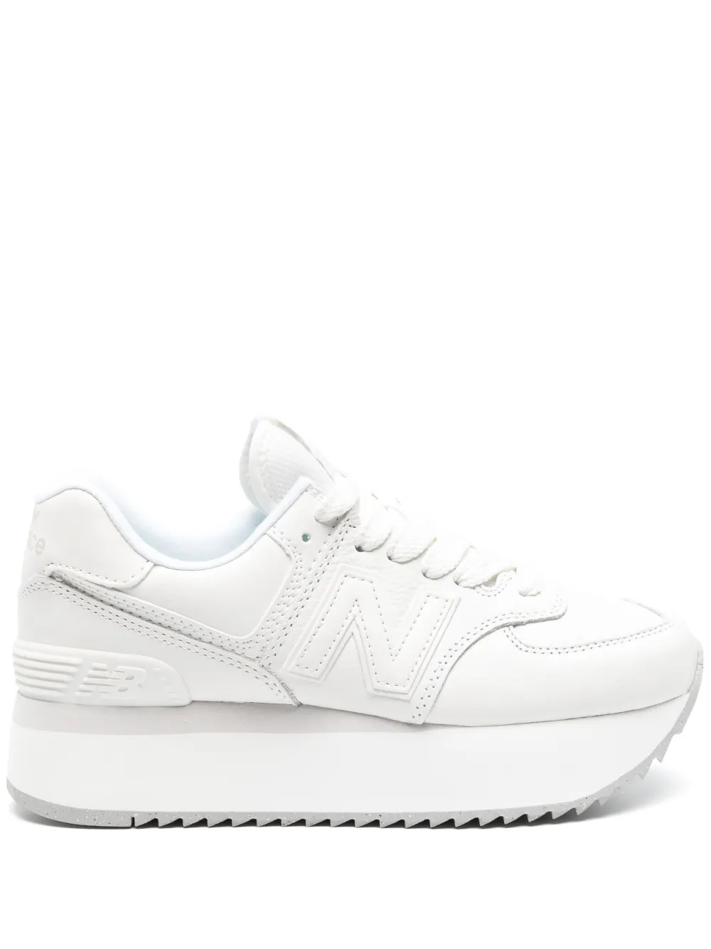 New Balance 574 logo-patch leather sneakers White