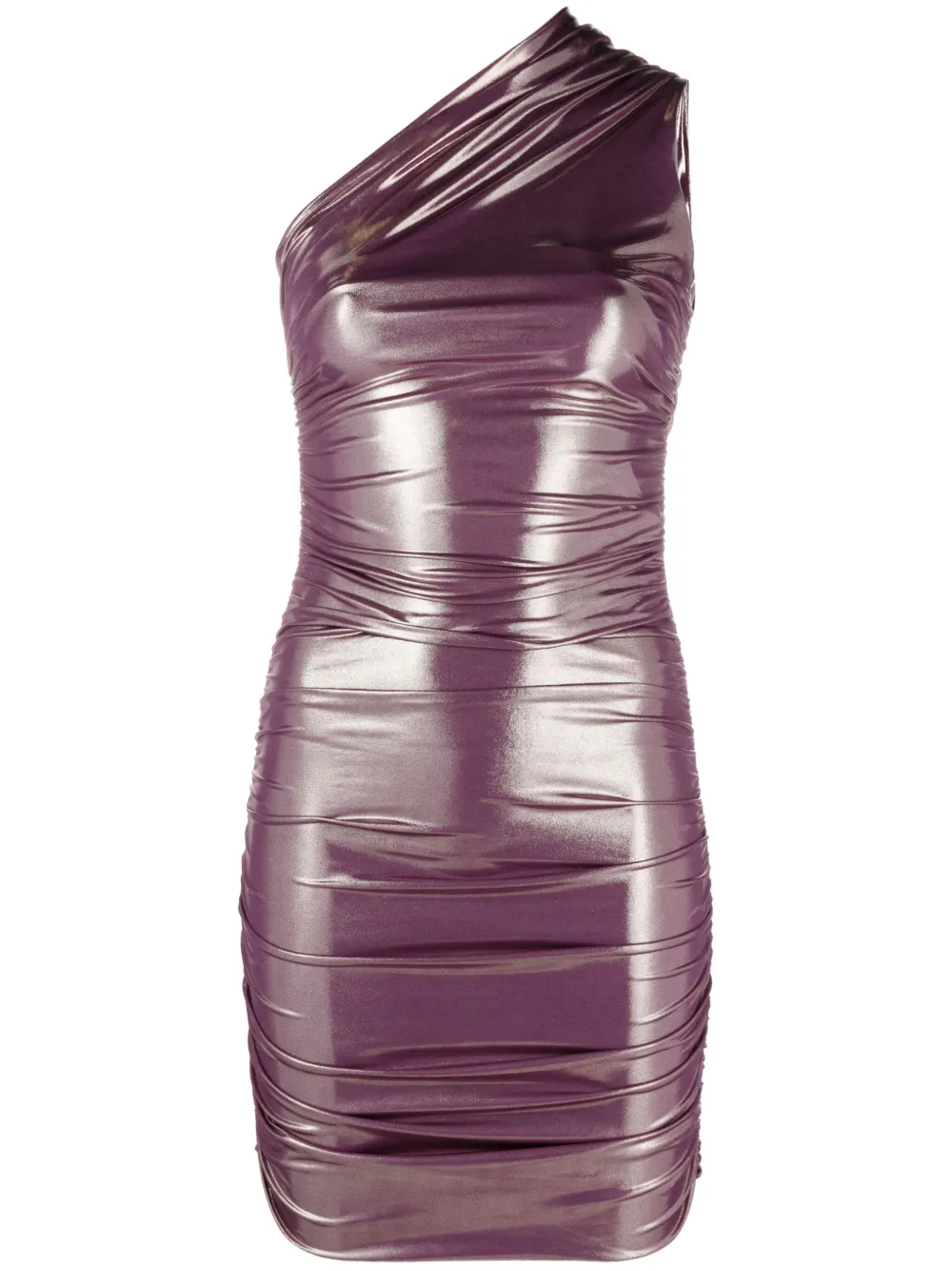 THE ANDAMANE one-shoulder metallic-effect minidress Paars