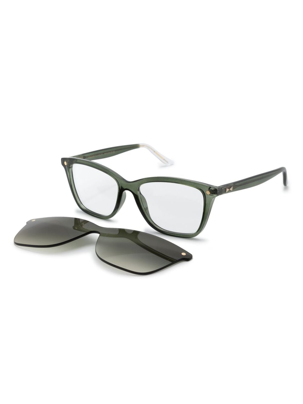 Snob Laica clip-on bril met rechthoekig montuur - Groen