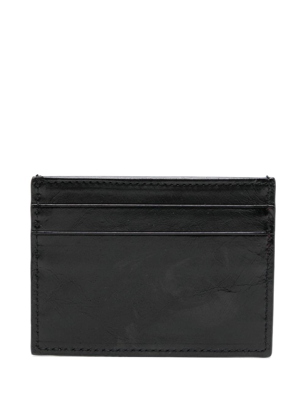 Shop Uma Wang Debossed-logo Leather Cardholder In Black
