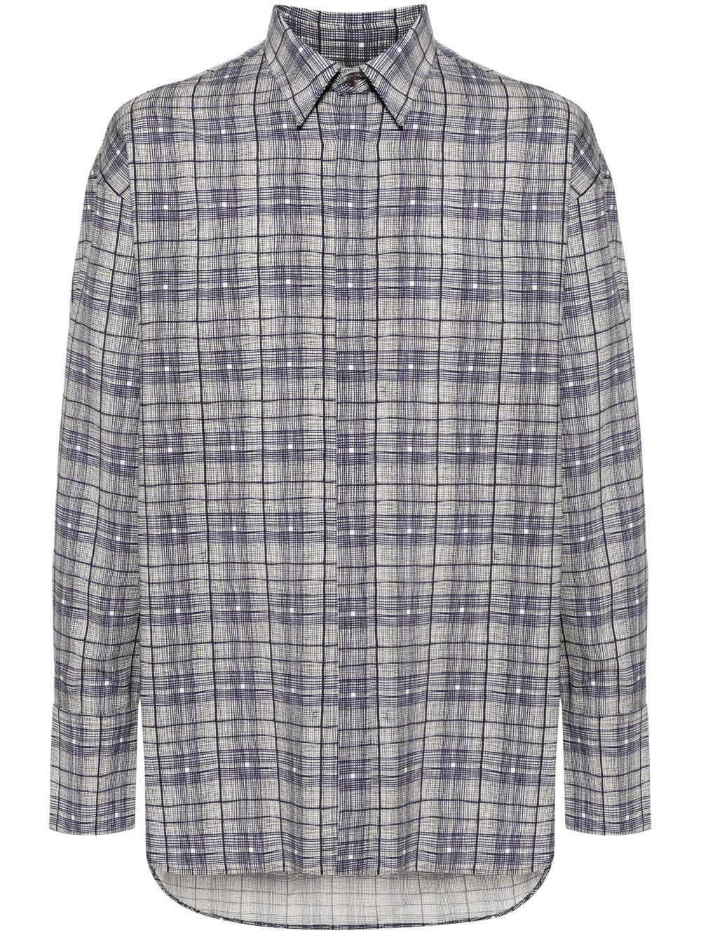 checked-pattern virgin wool shirt