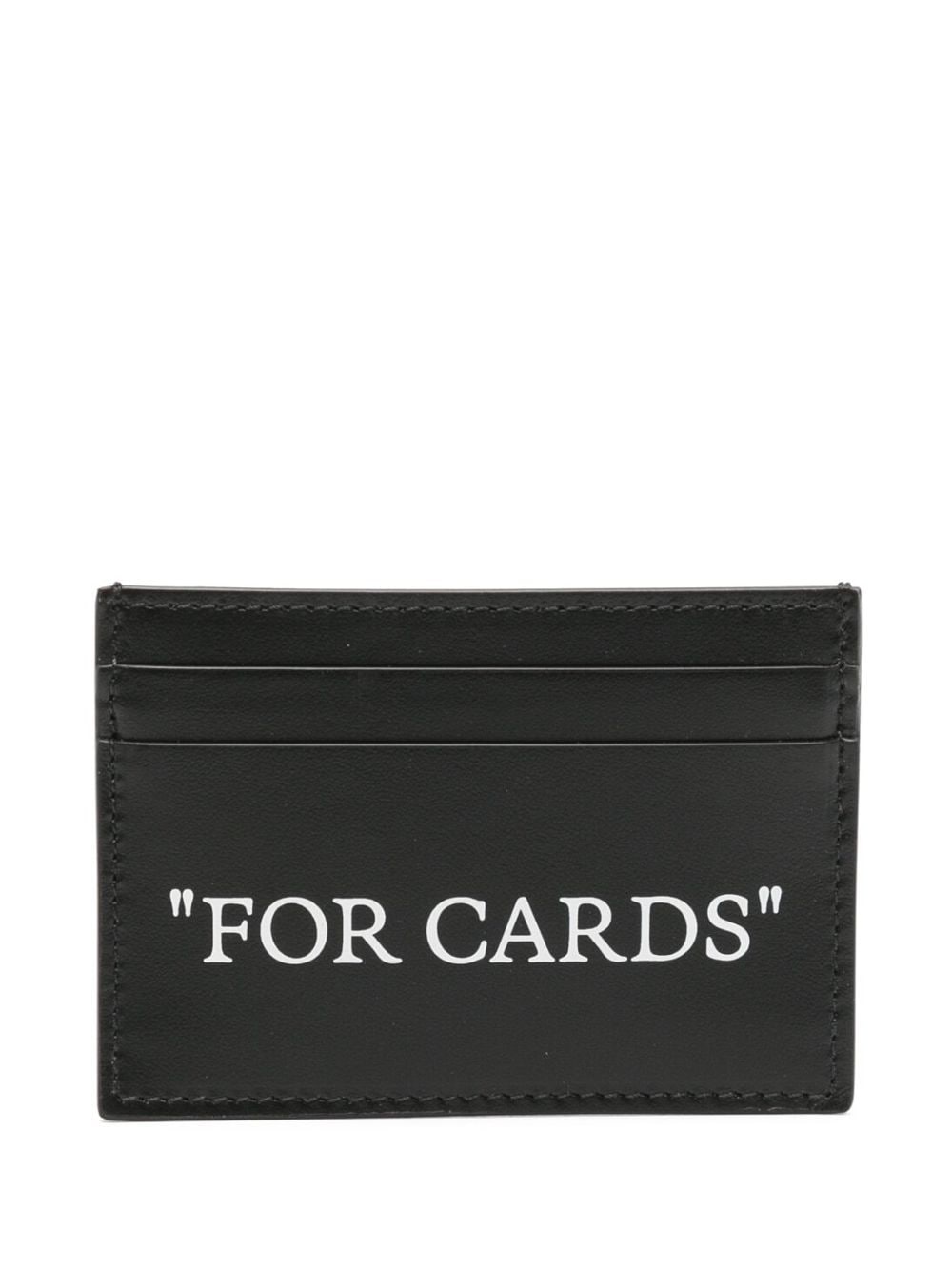 Shop Off-white Quote Bookish Leather Cardholder In Black