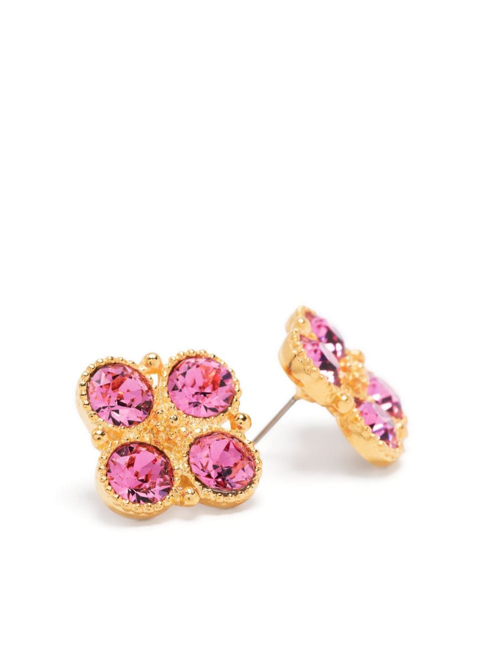 Shop Kenneth Jay Lane Crystal-embellished Faceted-finish Earrings In Gold