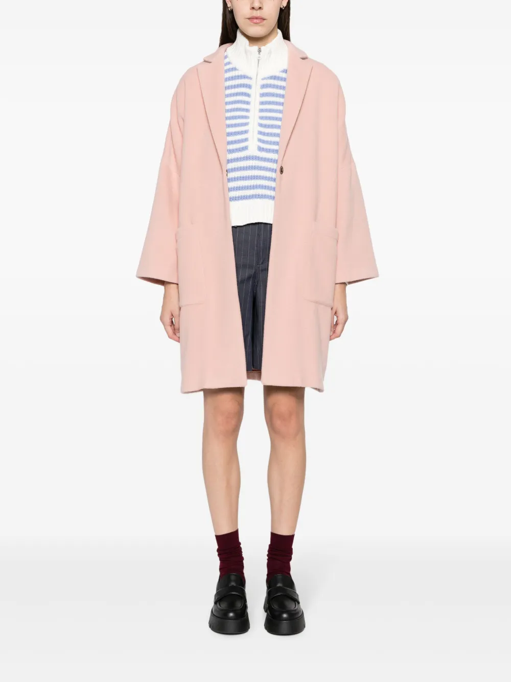 Semicouture drop-shoulder single-breasted coat - Roze