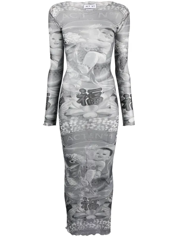 Act No1 Graphic-print Dress - Grey