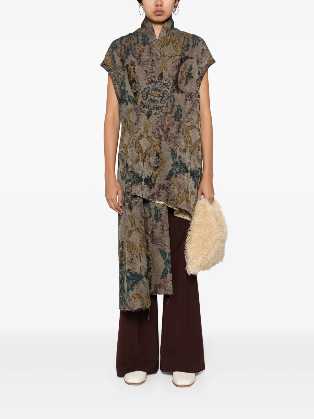 Uma Wang Mod Kort asymmetrische jas - Bruin