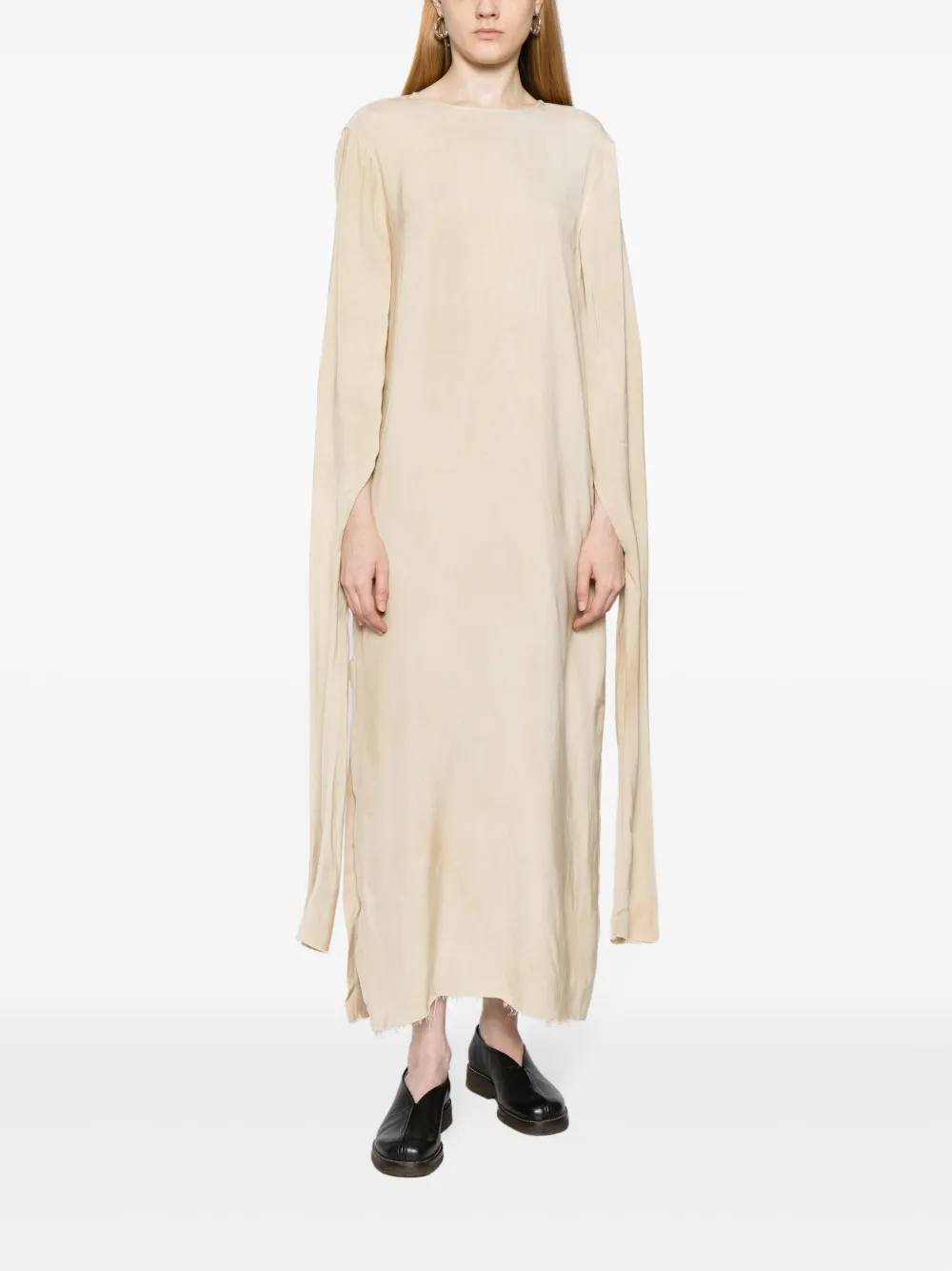 Uma Wang draped raw-cut midi dress - Beige