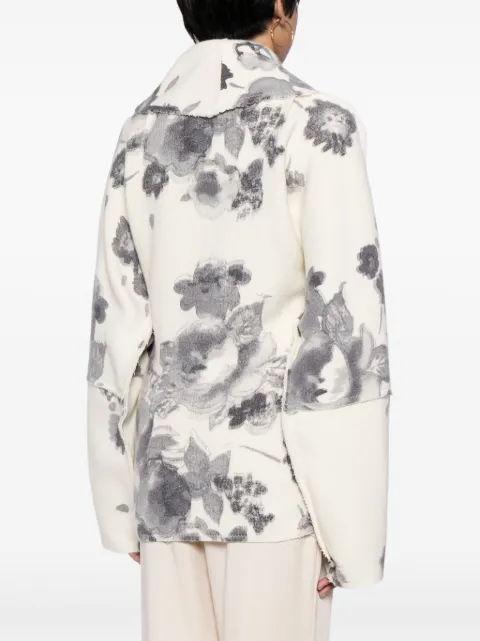 Forme D'expression floral-print belted short coat DC045RD14 - 3