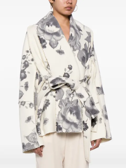 Forme D'expression floral-print belted short coat DC045RD14 - 2