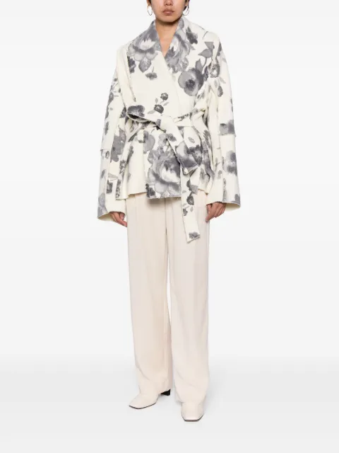 Forme D'expression floral-print belted short coat DC045RD14 - 1