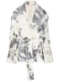 Forme D'expression floral-print belted short coat - Neutrals