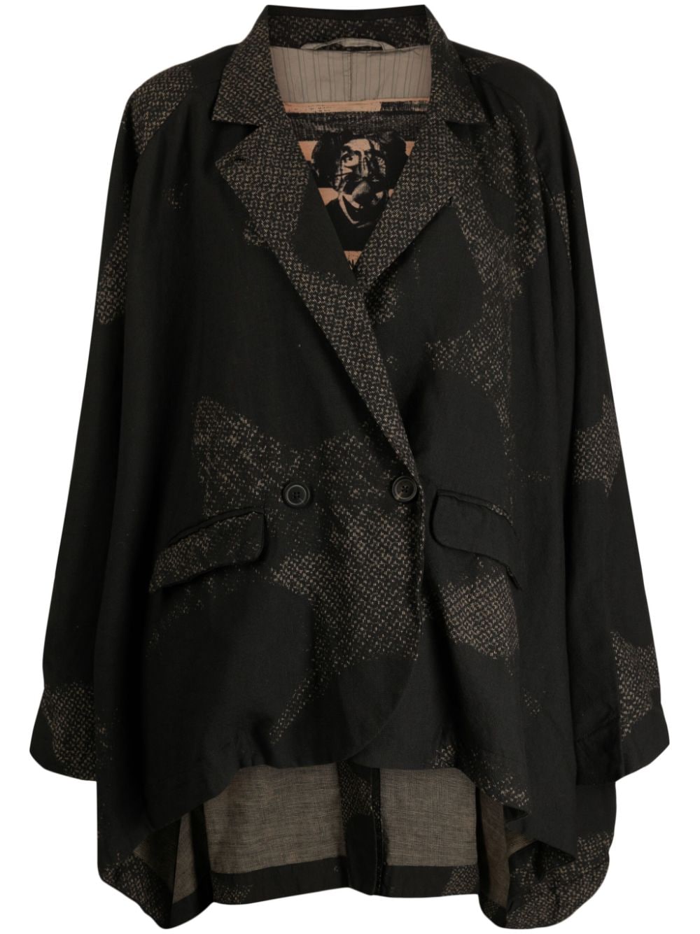 Rundholz Distressed Double-breasted Peacoat In Black