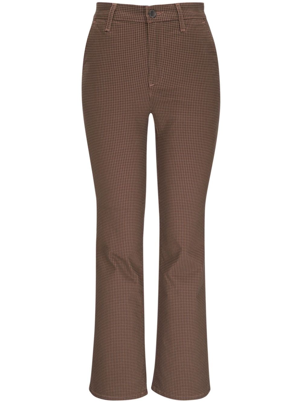 Ag Mini Check-pattern Cotton Trousers In Brown