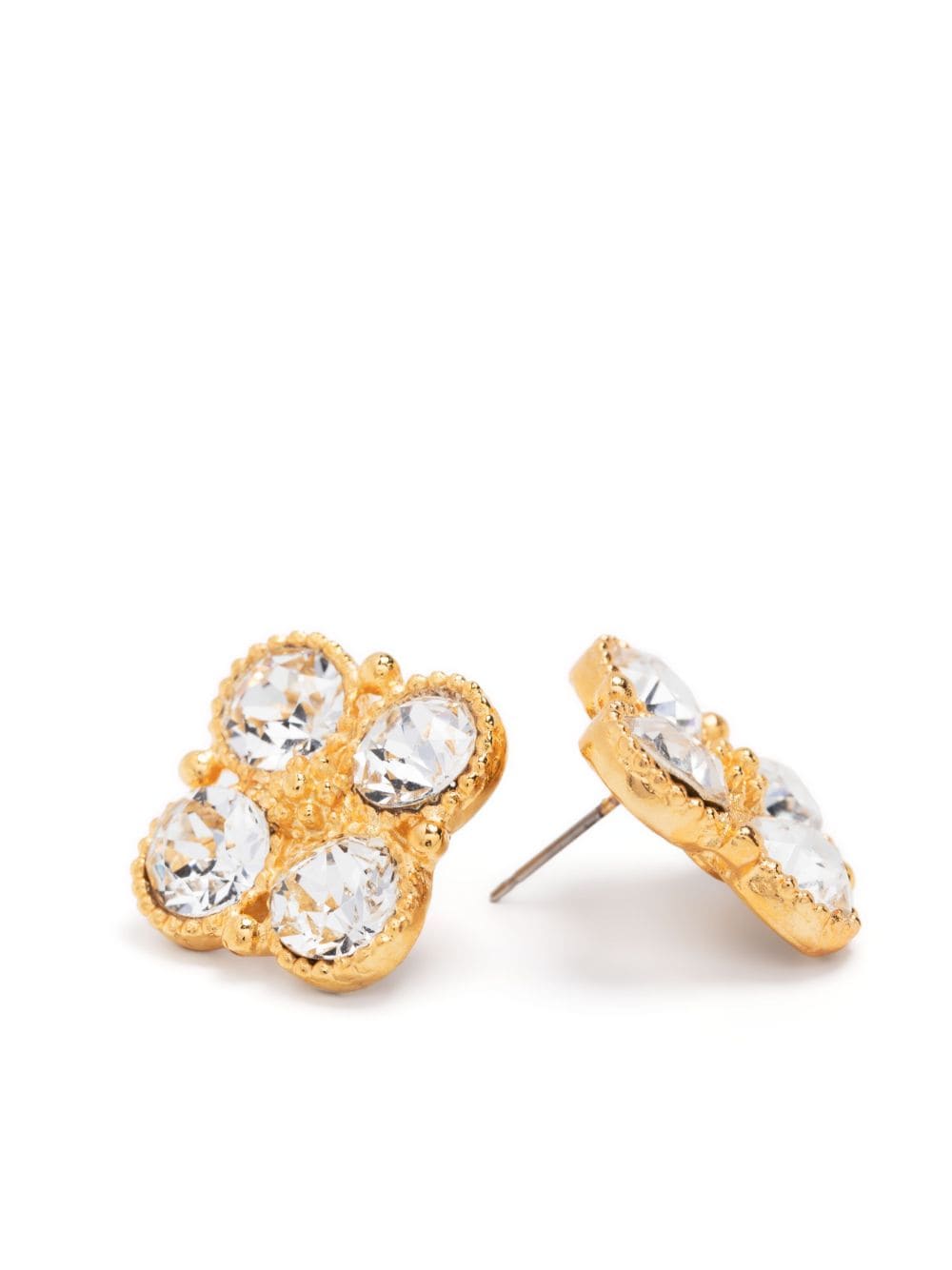 Shop Kenneth Jay Lane Crystal-embellished Faceted-finish Earrings In Gold