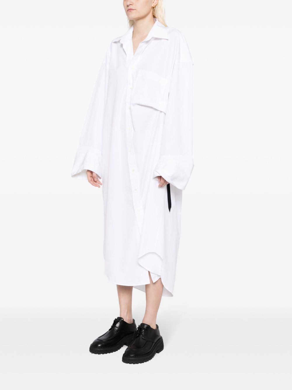 Shop Marina Yee Asymmetric Poplin Shirtdress In White