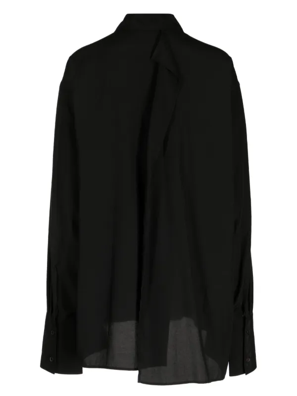 Yohji Yamamoto semi-sheer draped-panel Shirt | Black | FARFETCH