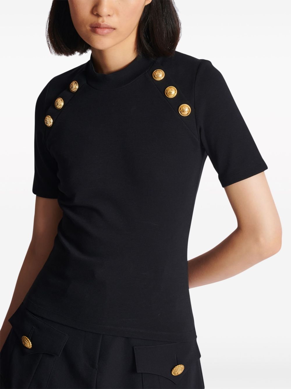 Balmain 6-Button raglan-sleeve T-shirt Women