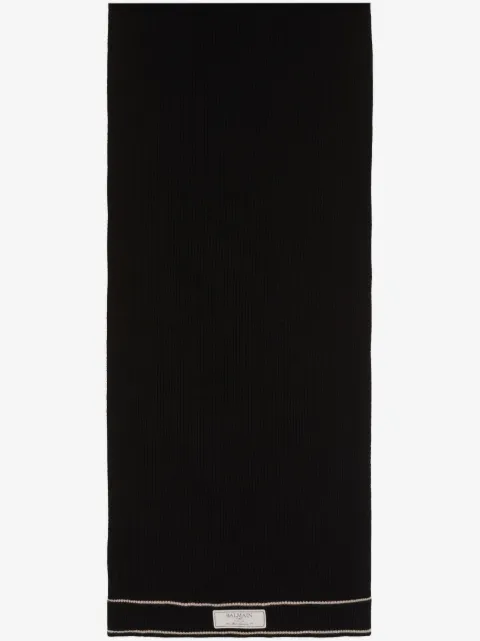 Balmain Label-patch merino-wool scarf