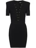 Balmain V-neck lace-up minidress - Black