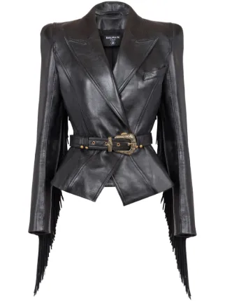 Balmain Jolie Madame レザージャケット | ブラック | FARFETCH JP