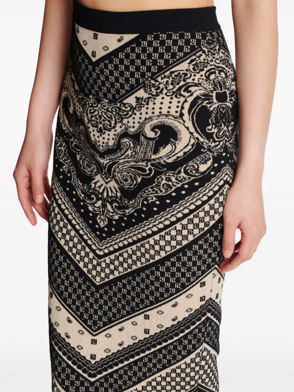 Balmain monogram-pattern Knitted Pencil Skirt | Black | FARFETCH
