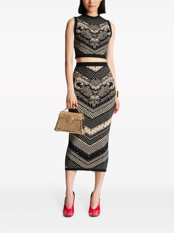 スカート BALMAIN Balmain Woman's Monogram Wool Pencil Skirt with Zip 22143161_51894377_600.jpg