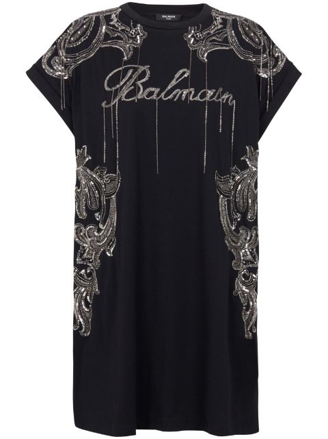 Balmain Signature chain-embroidered minidress Women