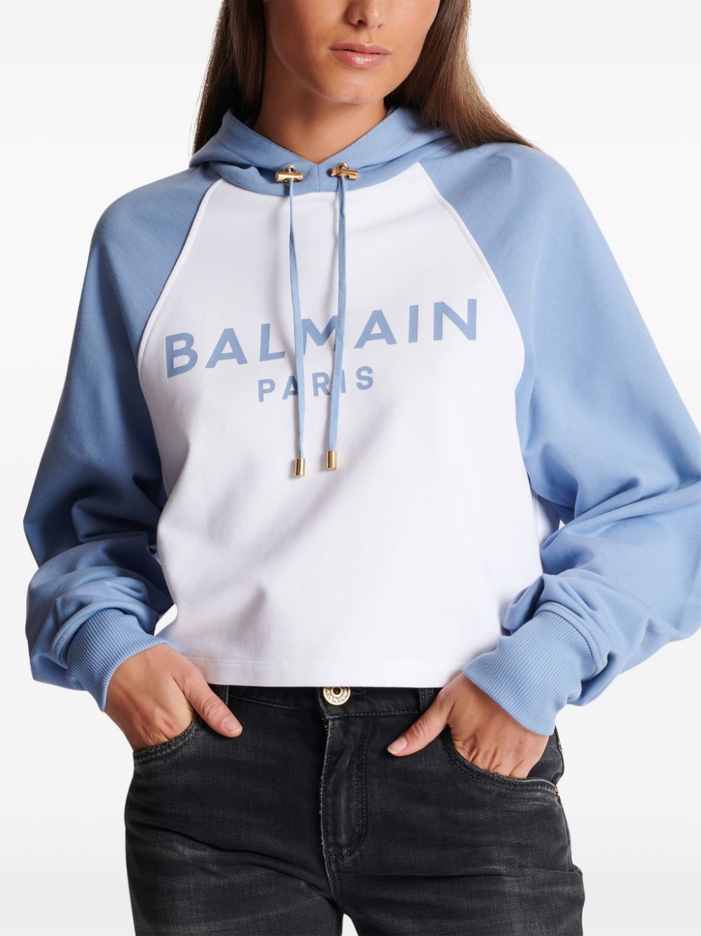 Balmain logo-print cropped hoodie Women