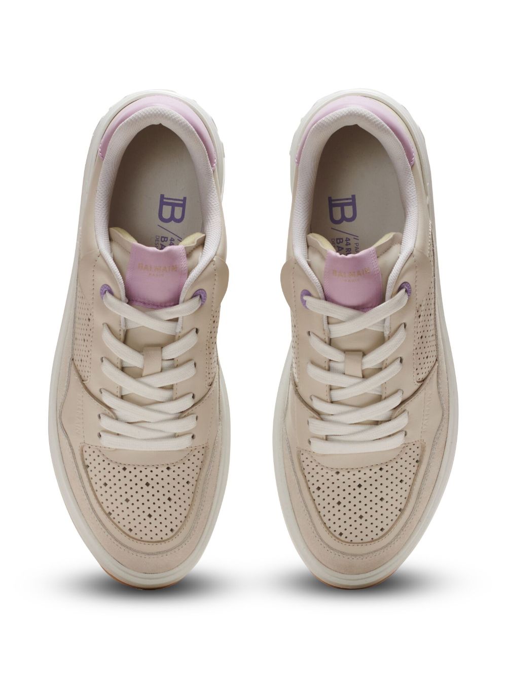 Shop Balmain B-cout Flip Leather Sneakers In Neutrals