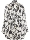 Balmain graphic-print tie-neck shirt - Neutrals