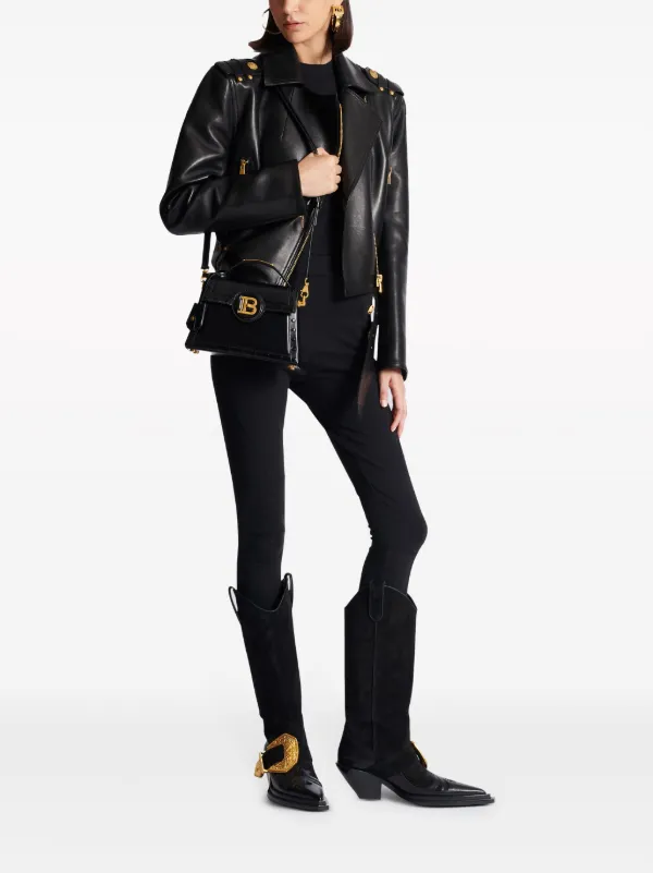 Balmain B-Buzz Dynasty Leather Shoulder Bag | Black | FARFETCH PL