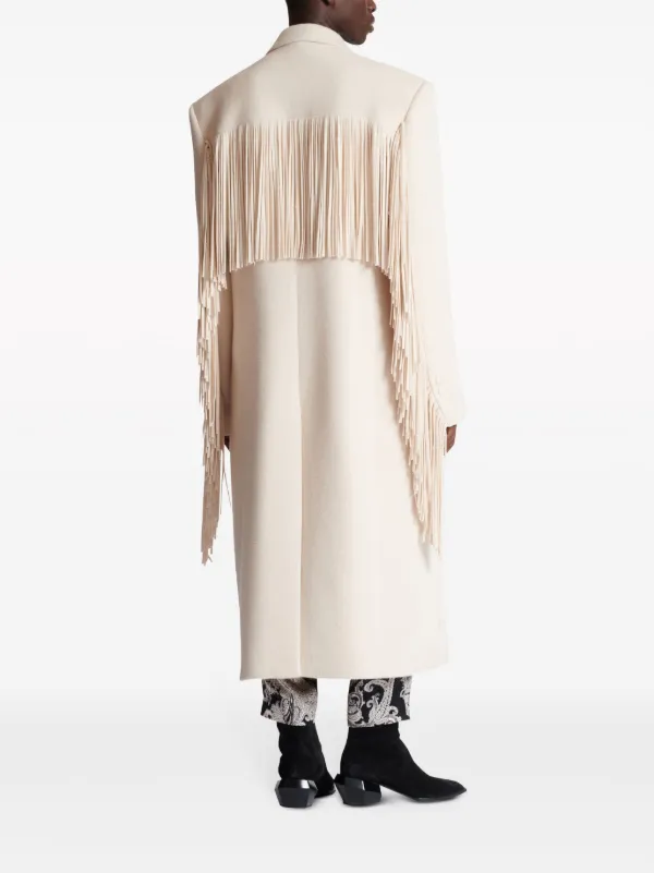 Balmain single-breasted Fringed Maxi Coat | Neutrals | FARFETCH