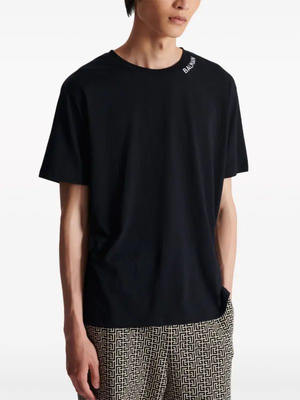 Balmain logo-embroidered Cotton T-shirt | Black | FARFETCH