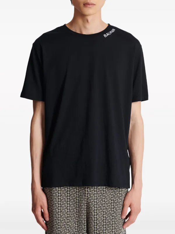 Balmain logo-embroidered Cotton T-shirt | Black | FARFETCH