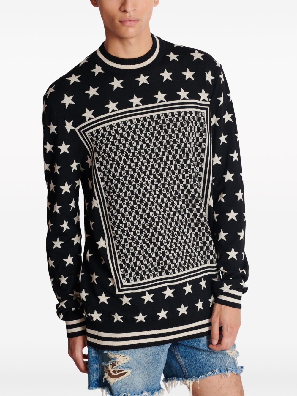 Affordable Balmain Monogram Stars wool jumper Men