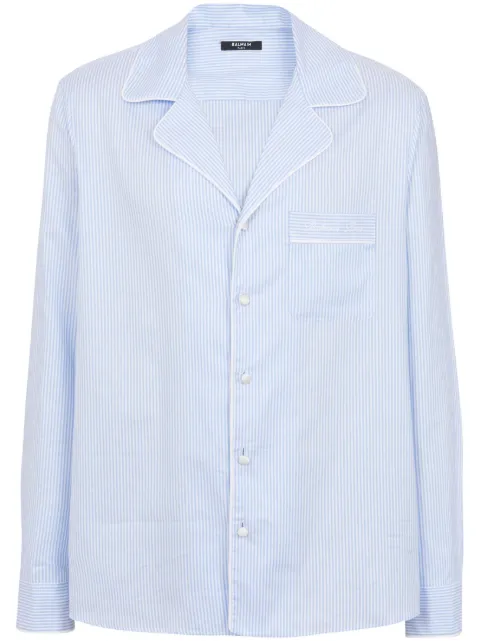 Balmain logo-embroidered striped shirt Men