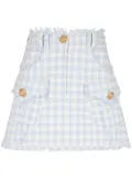 Balmain gingham-pattern A-line miniskirt - Blue