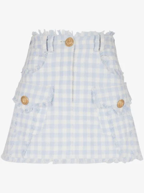 Balmain Minigonna svasata a quadretti